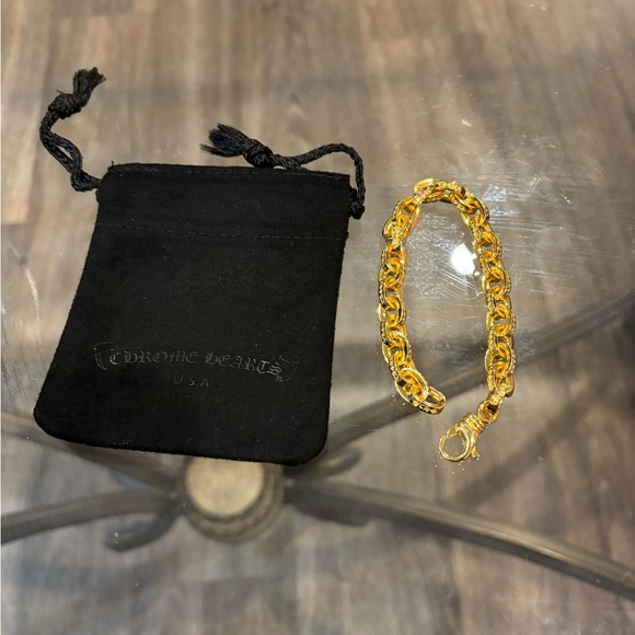 Rare 2006 Chrome Hearts Fat Paper Chain Bracelet 22K Gold - Picture 1 of 7